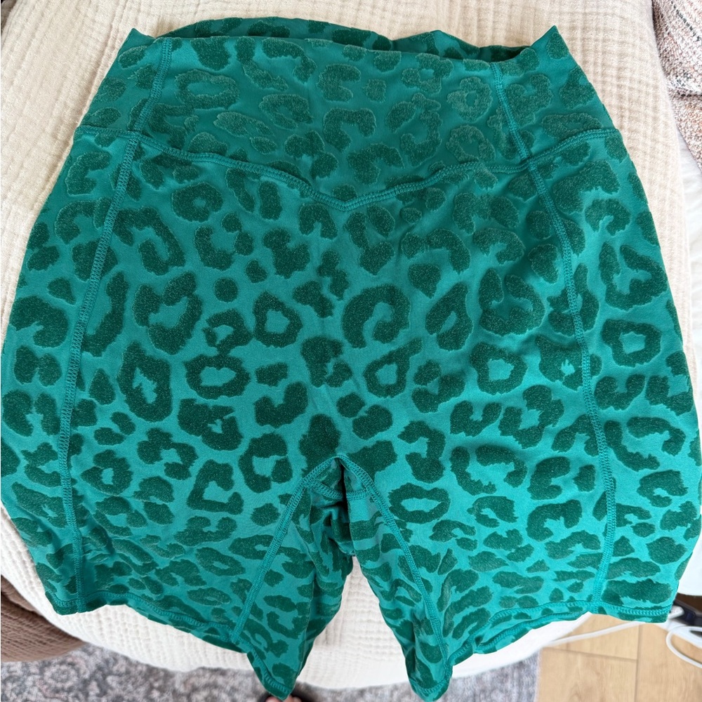 Balance Athletica Green Leopard Print Bike Shorts